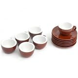 Nuova Point NP-SBW Sorrento Brown/White 6-Piece Espresso Cup & Saucer Set
