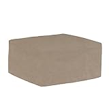 Budge English Garden Medium Outdoor Ottoman/Coffee Table Cover P5A35PM1, Tan Tweed (20 H x 23 W x 42 L)