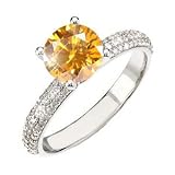 Classic Micropave 14K Yellow Gold Engagement Ring with Fancy Orange-Yellow Diamond