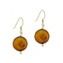 18K Gold over Sterling Silver Freshwater Cultured Brown Coin Pearl Dangle Earrings