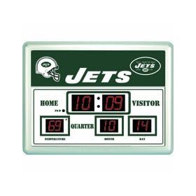 New York Jets 14 x 19 LED Scoreboard Clock and Thermometer