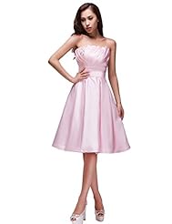 Strapless Satin Short Lace Homecoming Dress/Bridesmaid Dress/Prom Dress 