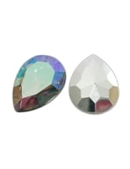 Art and Craft Supply: DIY Jewelry Making: 10x Teardrop Clear White AB Color Acrylic Faceted Point Back Rhinestones. About 13mm wide, 18mm long, 5.2mm thick - DIYJewelryDepot