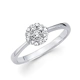 14k White Gold Plain Flower Diamond Ring Band .30 ct (G Color, SI1 Clarity)
