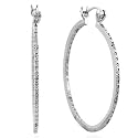Sterling Silver Diamond Accented Hoop Earrings