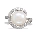 Rhodium Plated Ring With Cultured Freshwater 12mm Pearl Wrapped in Czs Size 6-9