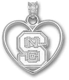 North Carolina State Wolfpack Sterling Silver S NC Heart Pendant