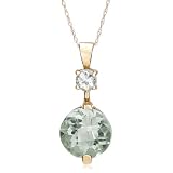 10k Yellow Gold Green Quartz and White Topaz Pendant