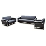 Black Vinyl ThreePiece Seating Group Black Caresoft Plus