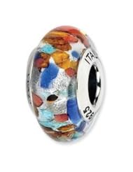 Sterling Silver Red/Orange/Blue Italian Murano Charm
