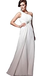 Polyester Sheer Grecian Cocktail One Shoulder Evening Dress 