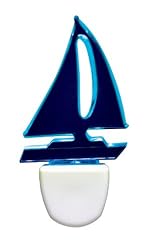 Blue LED, Decorative Night Light, with Sailboat Shade, White, 49563-BOA