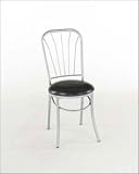 Home Styles 5993-80 Soda Shoppe Dinette Chair - Black Vinyl Cushion With Silver Frame