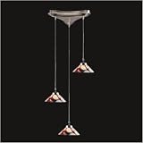 Elk Lighting 1477/3-MAR Refraction Three Pendant Light in Polished Chrome Glass Type: Mars