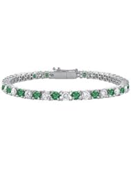 Emerald and Diamond Tennis Bracelet 18K White Gold - 5.00 CT TGW