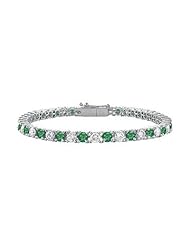 Emerald and Diamond Tennis Bracelet with 5 CT TGW on 18K White Gold