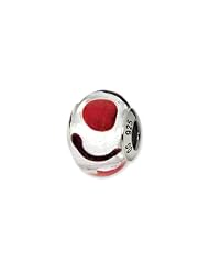 White, Red and Black, Murano Glass Charm for 3mm Charm Bracelets