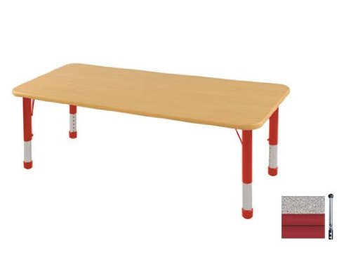 Early Childhood Resource ELR-14109-GRD-SB 24 in. x 72 in. Gray Rectangular Adjustable Activity Table with Red Edge and Red Standard Leg Ball Glides