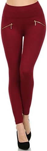 Women's 2 Pack High Waist Thick Fleece Lined Leggings with Front Zipper