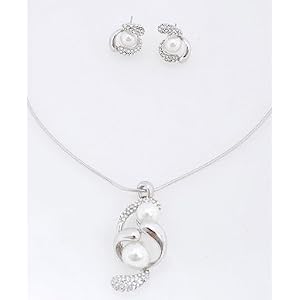 Crawling Fresh Water Pearls Necklace and Earring Set in Fancy Gift Box with Free Shipping