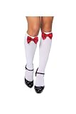 Womens Costume Outfit Accessory Stocking With Red Bow