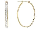 14KT DIAMOND ACCENT OVAL HOOP EARRINGS