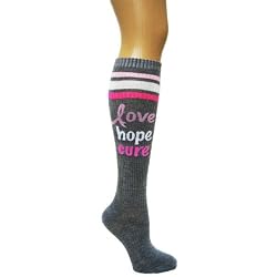 Pink Ribbon Breast Cancer Awareness Relay for Life Knee Socks Great for Fundraising Walk Survivor (Style 11)