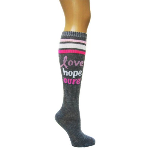 Pink Ribbon Breast Cancer Awareness Relay for Life Knee Socks Great for Fundraising Walk Survivor (Style 11)
