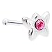Sterling Silver Pink Gem Butterfly Nose Bone