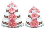 Bloomers Hot Pink Daisies With Leopard Diaper Cake-2 Tier