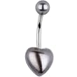 Grey Faux Pearl Heart Belly Ring