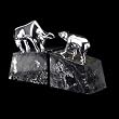 Brass Bull & Bear Marble Bookends, Chrome Plated