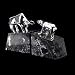 Brass Bull & Bear Marble Bookends, Chrome Plated
