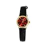 Ladies Red Dial & Black Croc Effect Strap Watch
