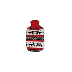 W�rmflasche -W�rmflasche mit Flauschbezug Elchmotiv Farbe rot
