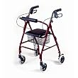 4-wheel Folding Rolling Walker with Shopping Basket, Padded Seat and Dual Hand Brakes.