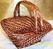 Medium Willow Stained Woven Basket with Handles