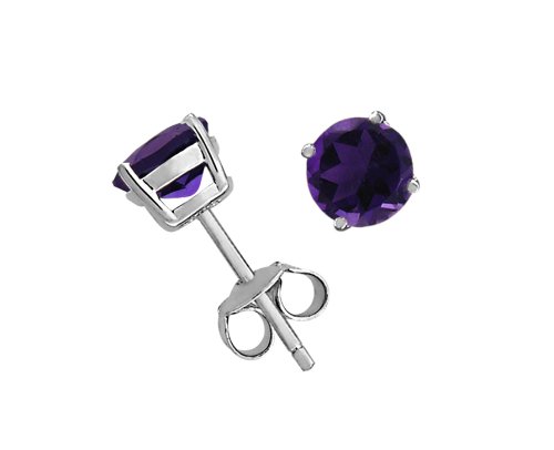 Sterling Silver 6mm Round Amethyst Earrings