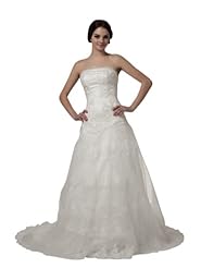 A-line Strapless Satin/Tulle Beaded Applique Spring Fall  Dress with a Court Train 