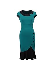 Scoop Neck Cap Sleeves Mermaid Cotton Vintage Bodycon Dress/Bridesmaid Dress 
