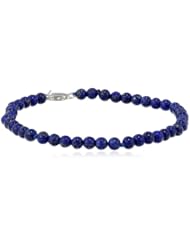 Sterling Silver 4mm Lapis Bead Bracelet, 7.5"