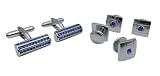 Cufflinks and Studs Set Unique Set with Embedded Blue Crystals (cs6)