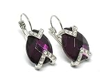 Purple Tear Drop Glass Crystal Deco Earring Jewelry