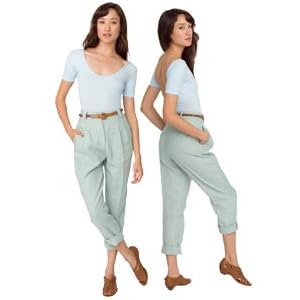Buy American Apparel Linen High-Waist Pleated Pant