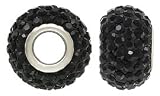 SS Jet Crystal Pave Bead: 12x8mm 4.7mm Hole For European 31295