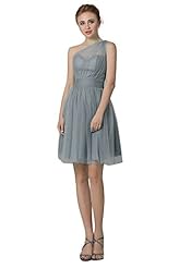 Short Tulle One Shoulder Sleeveless Evening Dress/Bridesmaid Dress/Prom Dress/Party Dress 