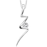 Dazzling Lights: Sterling Silver Lighting Strikes Pendant Necklace with CZ Diamond