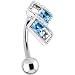 Sterling Silver 925 Aqua Top Mount Elegance Belly Ring