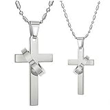 Stainless Steel Cross Couples Necklaces 22 And 20-SN3269