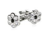 Gorgeous Crystal Flower Cufflinks Set in Silver with Presentation Box